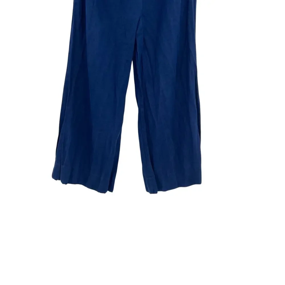 Reformation Ace Linen Pant Wide Leg Trousers Belted Blue‎ Size 8